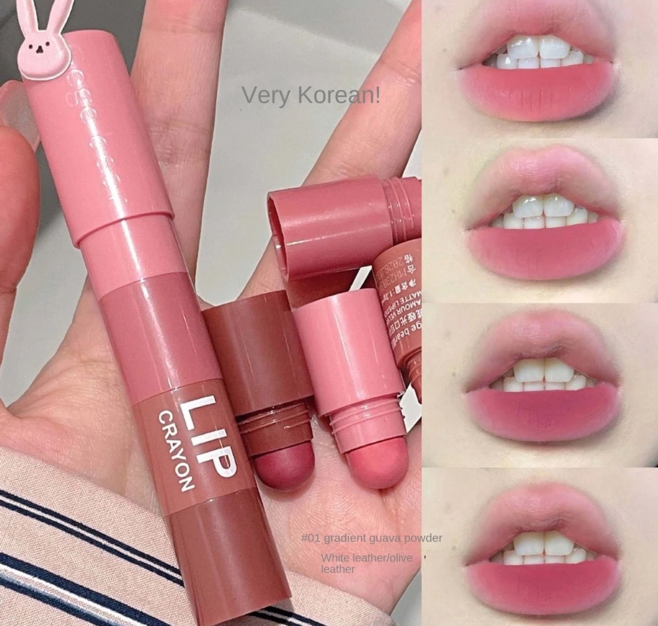 ￼GEGE BEAR Crayon Lipstick Four-color A Multi -colored Matte Water Proof Lip Gloss Makeup Perfect Lipstick 3pcs