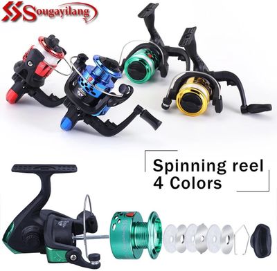 ￼Sougyilang 5 Colors Mini Spinning Fishing Reel 5.2:1 Fishing Reel with Line for Children Fishing Tool