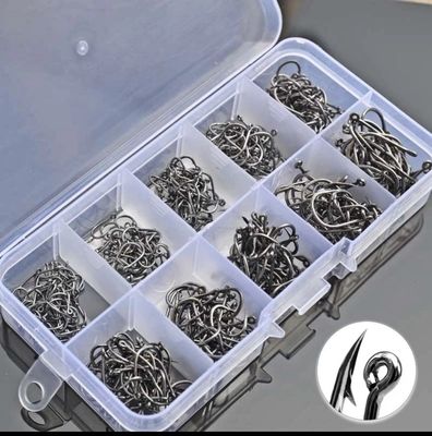￼500Pcs/box Fishhooks High Carbon Steel Hook Size Fishing Tackle Accessories
