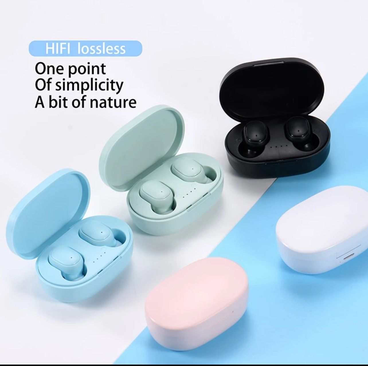￼A6S TWS Bluetooth 5.0 Earphone Wireless Headphone Stereo sport Earbuds microphone with charging box for smartphone 2pcs