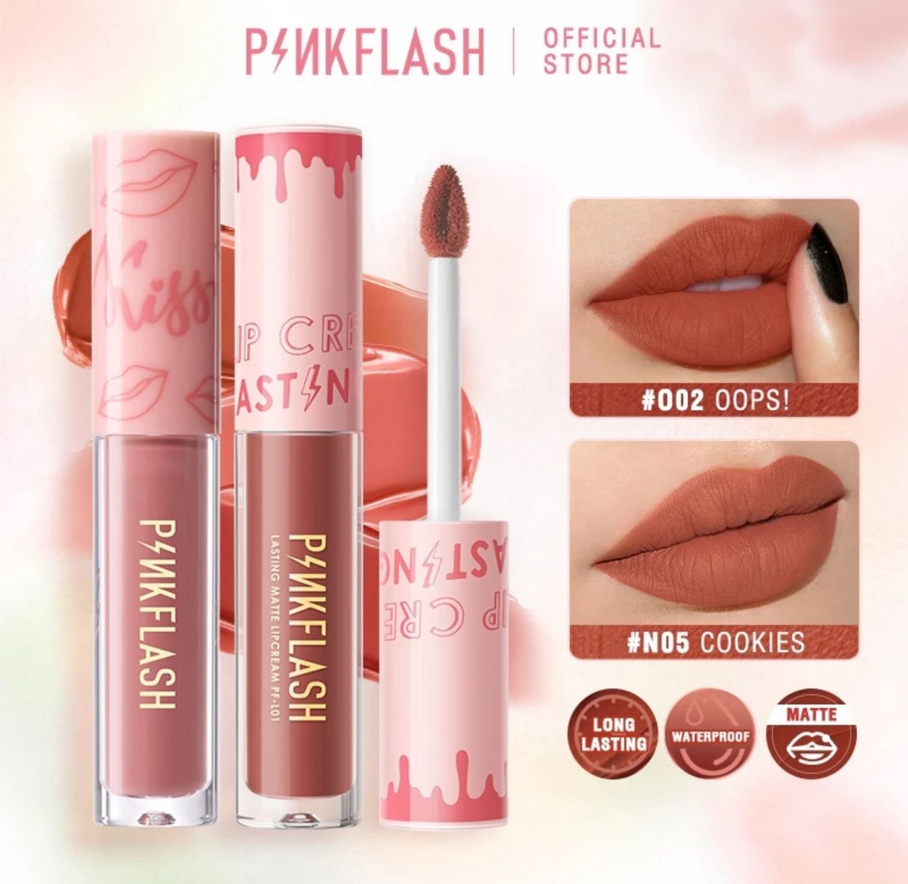 ￼【Ready Stock】Pinkflash Official Hot OhMyKiss Lipstick Matte Waterproof Long Lasting Liptint VE Moisturising 24 Colors lip tattoo tint 5pcs