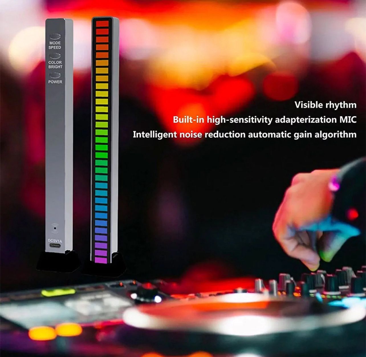 ￼LED Sound Control Lights RGB Pickup Lights Music Rhythm Atmosphere Light For  Car、PC、Gaming、Desktop Decor LED Night Lamp 2pcs