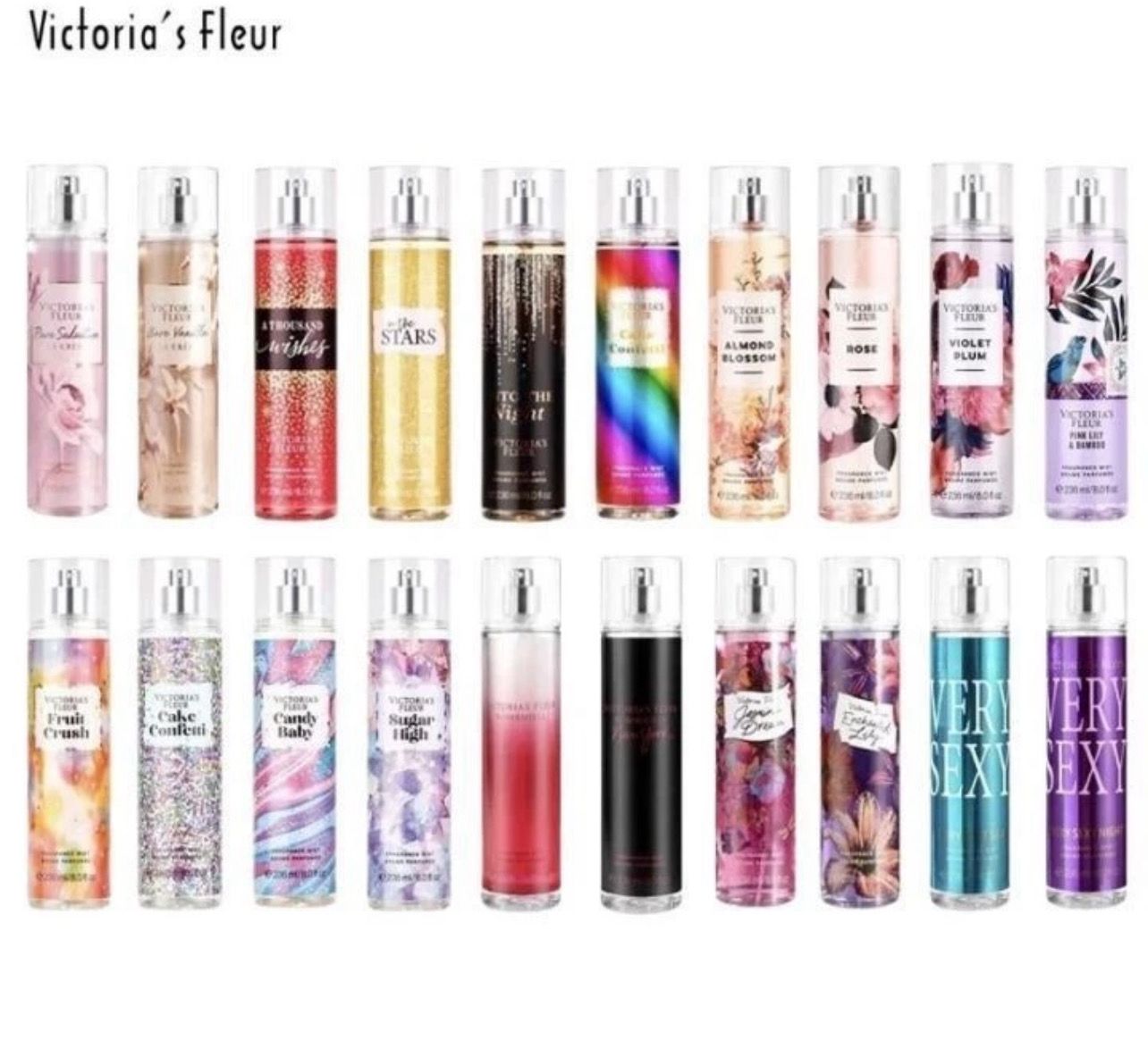 ￼💯  ORI Victoria&#39;s Fleur VS Sweet Candy Pure Seductive Perfume Mist Fragrance Body Mist For Women 236Ml 2bottle
