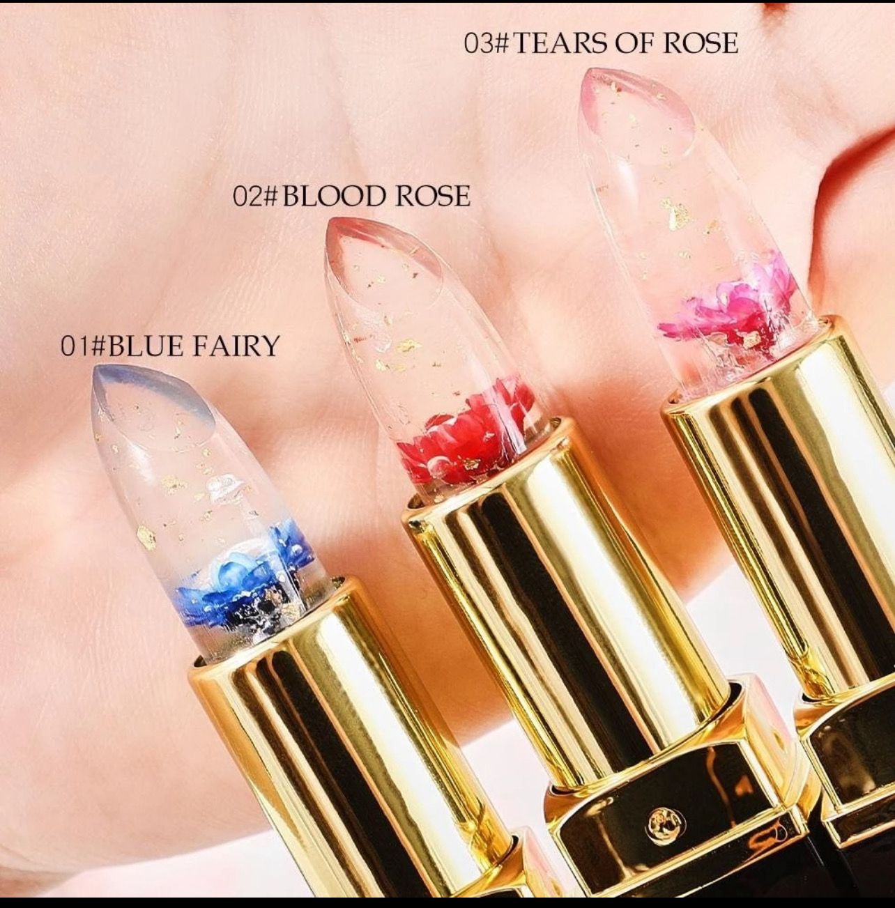 ￼Rosetimes Color Changing Flower Jelly Lipstick Moisturizing Lip Balm  4pcs