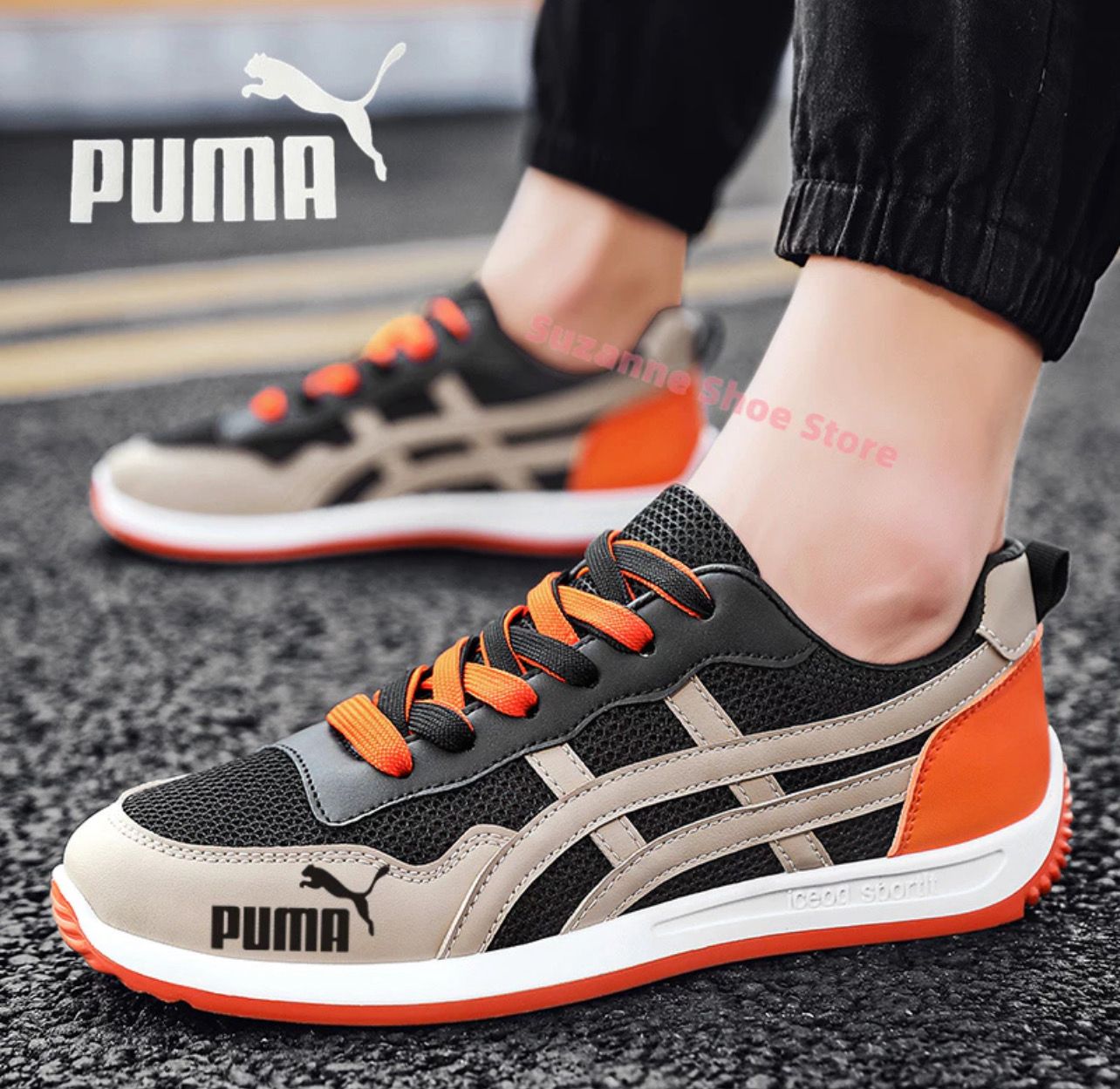 ￼2Colors Men&#39;s Breathable Sport Shoes Kasut Lelaki Men Casual Sneakers Fashion Mesh Shoes Ready Stock