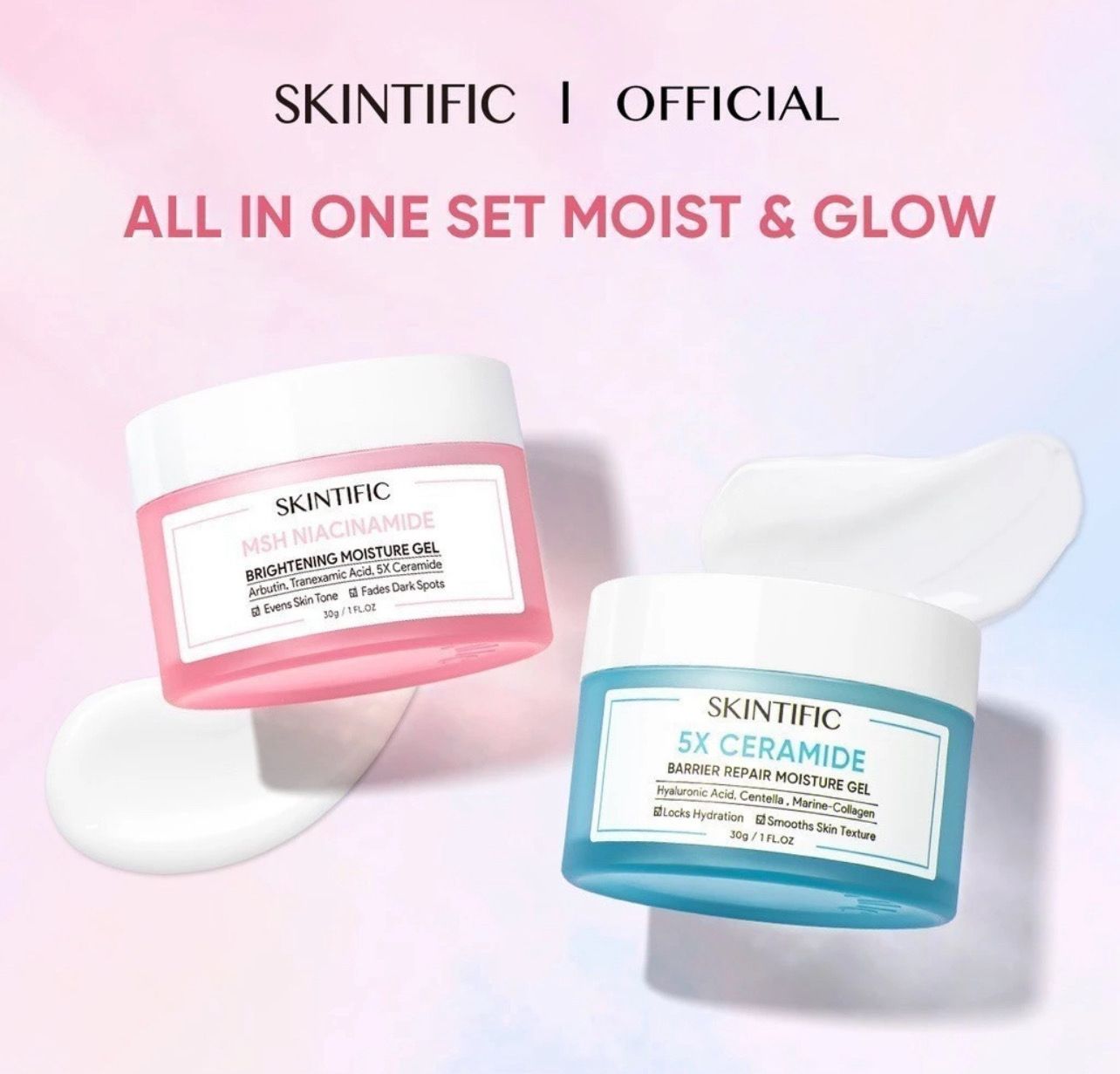 ￼Skintific MSH Niacinamide Brightening 5X Ceramide Skin Barrier Repair Moisturize Gel Moisturizer Cream Face 30ML