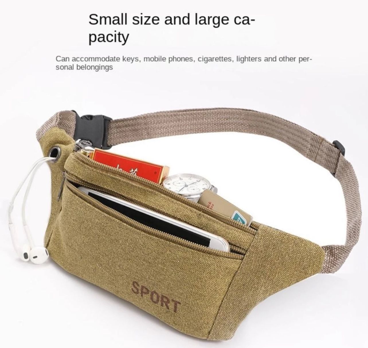 ￼1SUNSHINE Fanny Pack, Multi-Pockets Coins Running Bags, Phone Canvas Purse 3pcs