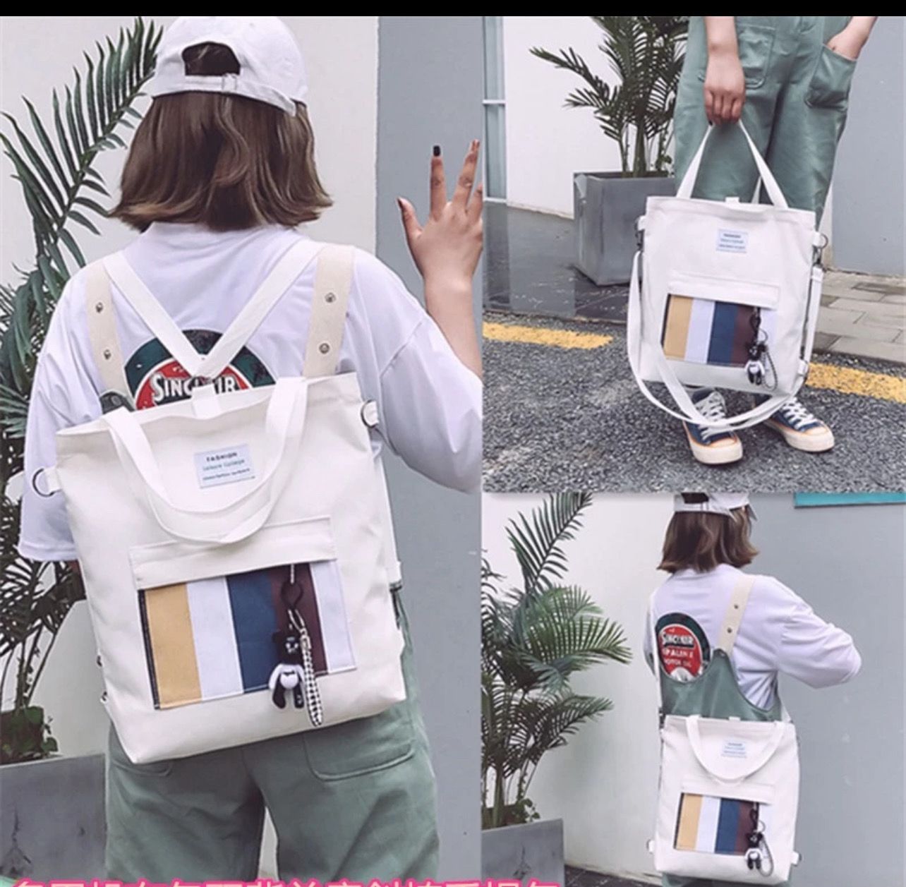 ￼Guochao Women&#39;s Bag Tote Canvas Bag Female Student Shoulder Bag Messenger Bag Fresh and Sweet Small Canvas Bag Large Capacity