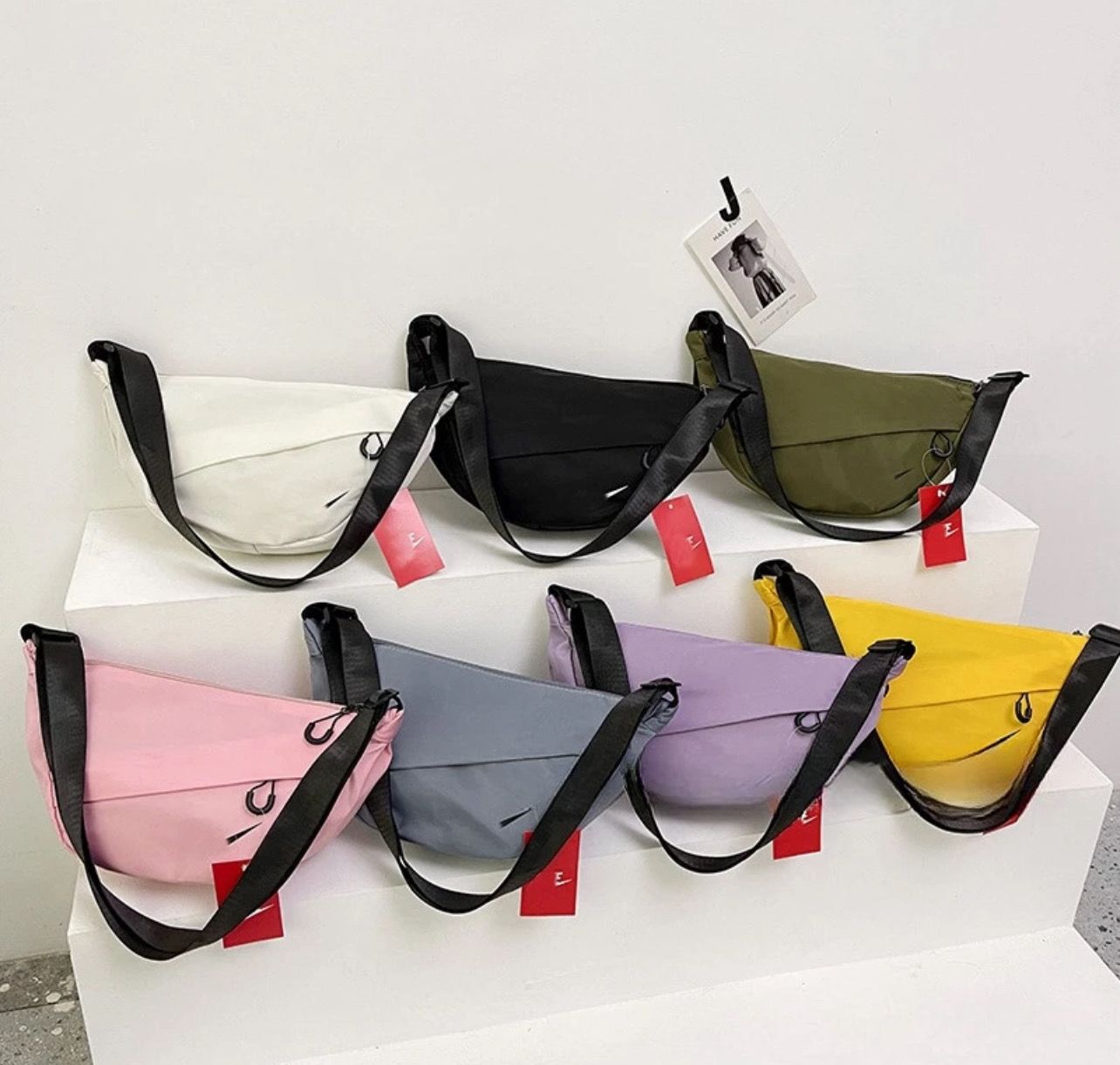 ￼[With Hook] Korean Fashion Women&#39;s Casual Waterproof Dumpling Bag Special Price Nylon Shoulder Crossbody Bag 3pcs (Promo)