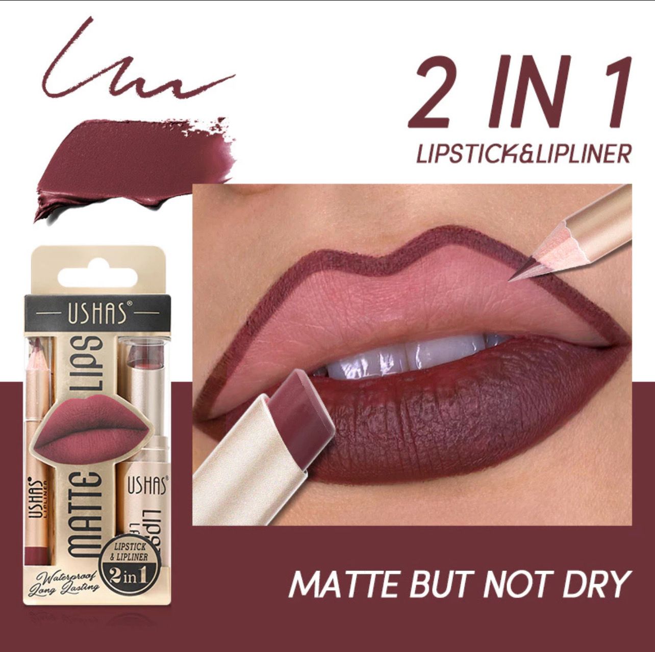 ￼USHAS Lipstick  Soft Fog Cup Non-stick Sweatproof Lip Liner Long Lasting Nude Pigment High Easy Coloring Beauty Makeup Female Without Fading 4set 💋💋💋