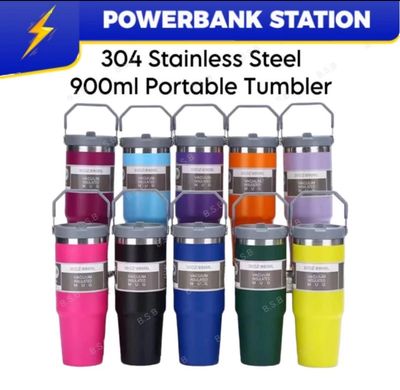 ￼PSB_ 900ml 304 Stainless Steel Handheld Thermos Insulated Vacuum Tumbler Hot or Cold Mugater Bottle with Straw Handle