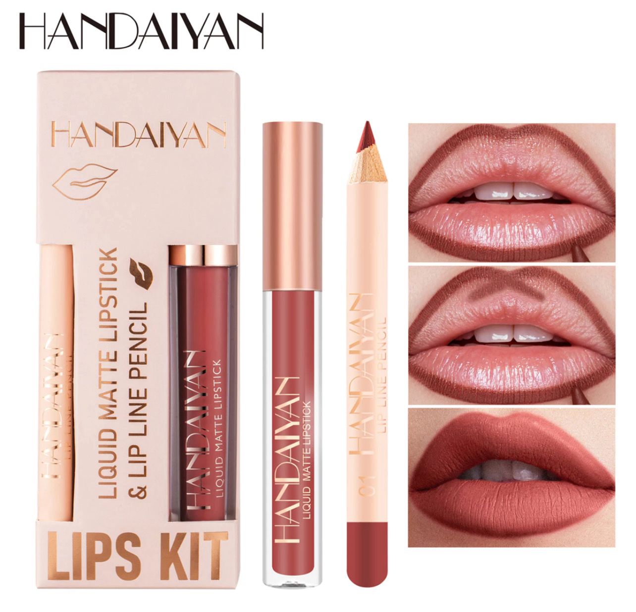 ￼Matte Lip Liner+Lip Gloss Set 12 Colors Lipstick Non-Stick Cup Non-Fading Lip Gloss 5set (Promo) 😍