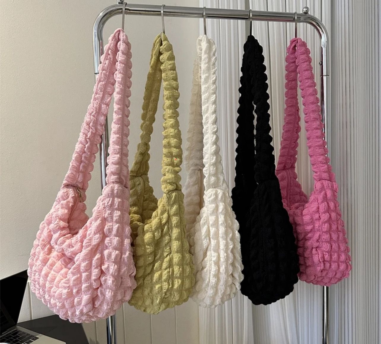 ￼Pleated Cloud Underarm Bag 2023 New Style Solid Color Shoulder Bag Commuter Pleated Bag Shopping Bag Korean Girl Heart  2pcs