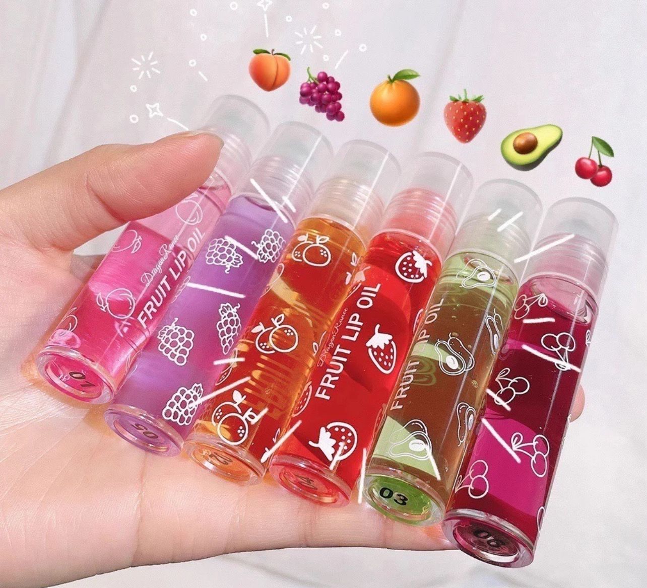 ￼Dragon Ranee Moisturizing Glossy Fruit Lips Oil 1set 6pcs