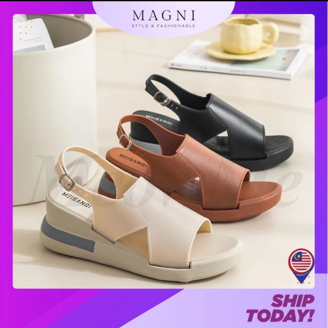 ￼READY STOCK Magni Fashion Platform Wedge Sandals Outdoor Peep Toe Sandal for Ladies