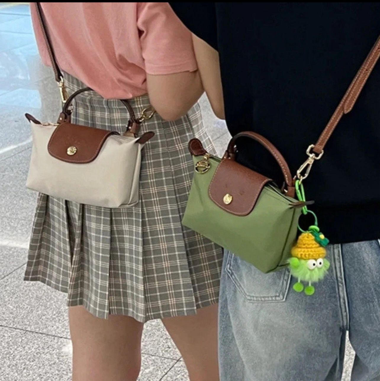 ￼【Including buckle and shoulder strap】2024 New Women&#39;s Mini Shoulder Bag DIY War Horse Dumplings Bag Nylon Fabric Genuine Leather Handheld Phone Bag with Shoulder Strap LX777777