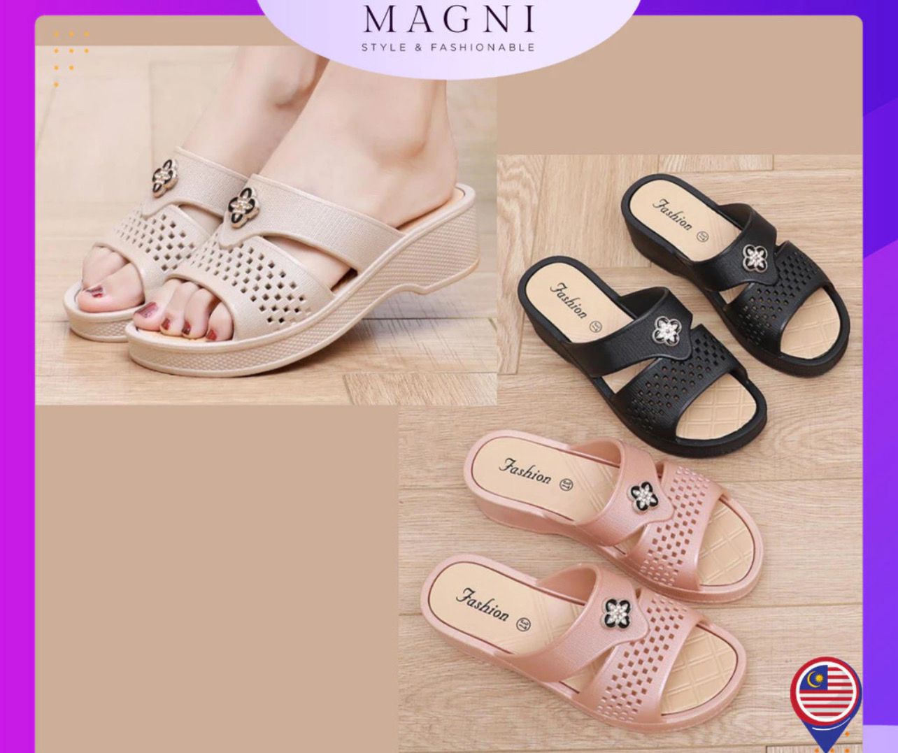 ￼READYSTOCK Magni Women Fashionable Non-slip Wear-resistant Mid High Sandals WG349