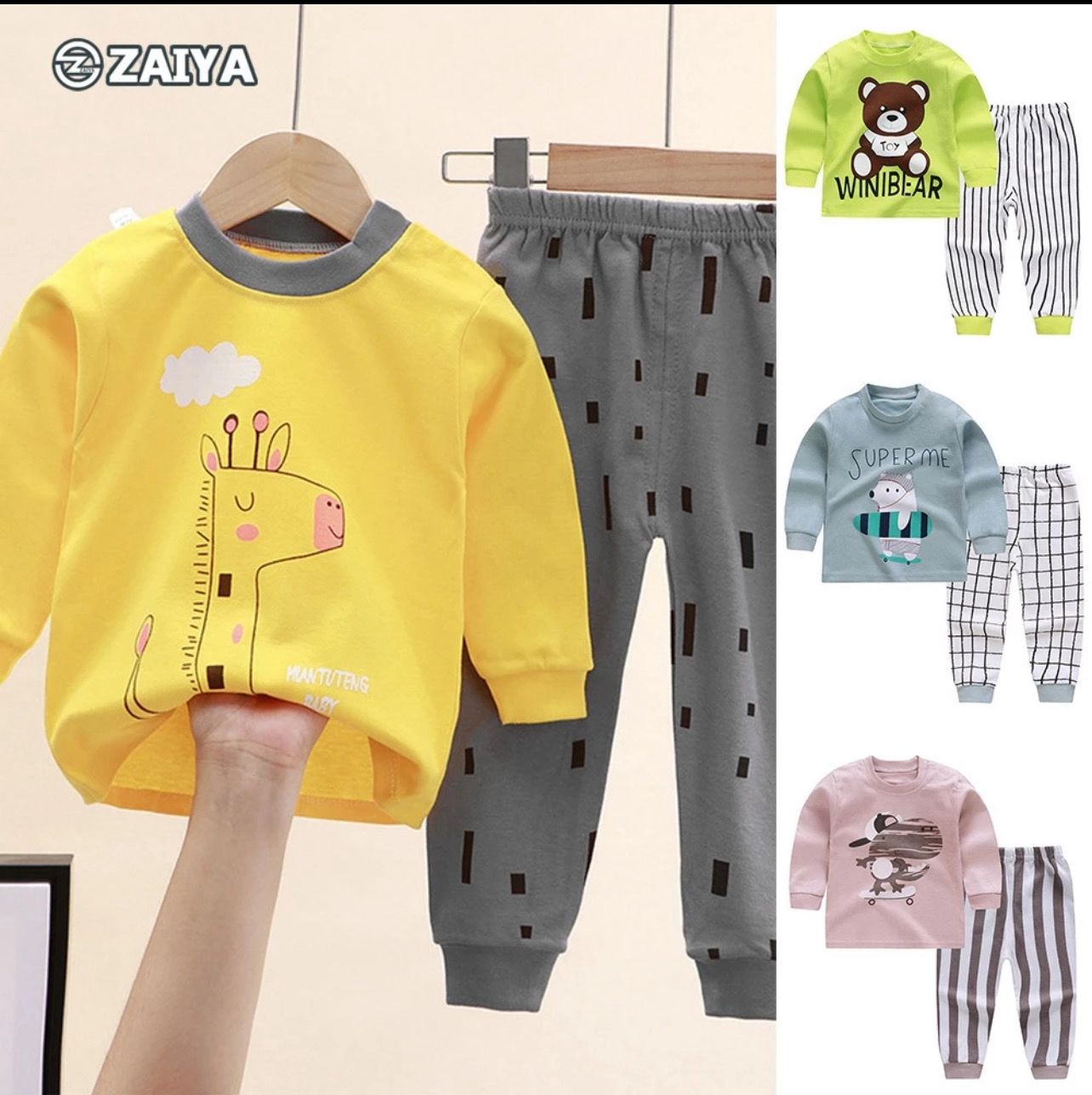 ￼YOSHIKO Kids Pyjamas Boy Girl Baju Tidur Kanak Pajamas Set Top+Pant Cartoon Printing 儿童睡衣 baju budak perempuan