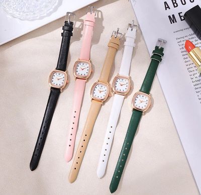 ￼Ladies Watch Niche Light Luxury ins High-value Student Exam Simple Temperament Square Small Exquisite Retro Mori Quartz Watch 1850 4pcs