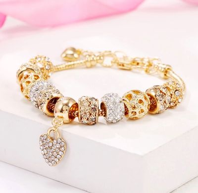 ￼Pan jiaduola bracelet DIY alloy macroporous bead bracelet bracelet gold European bead bracelet jewelry 2pcs