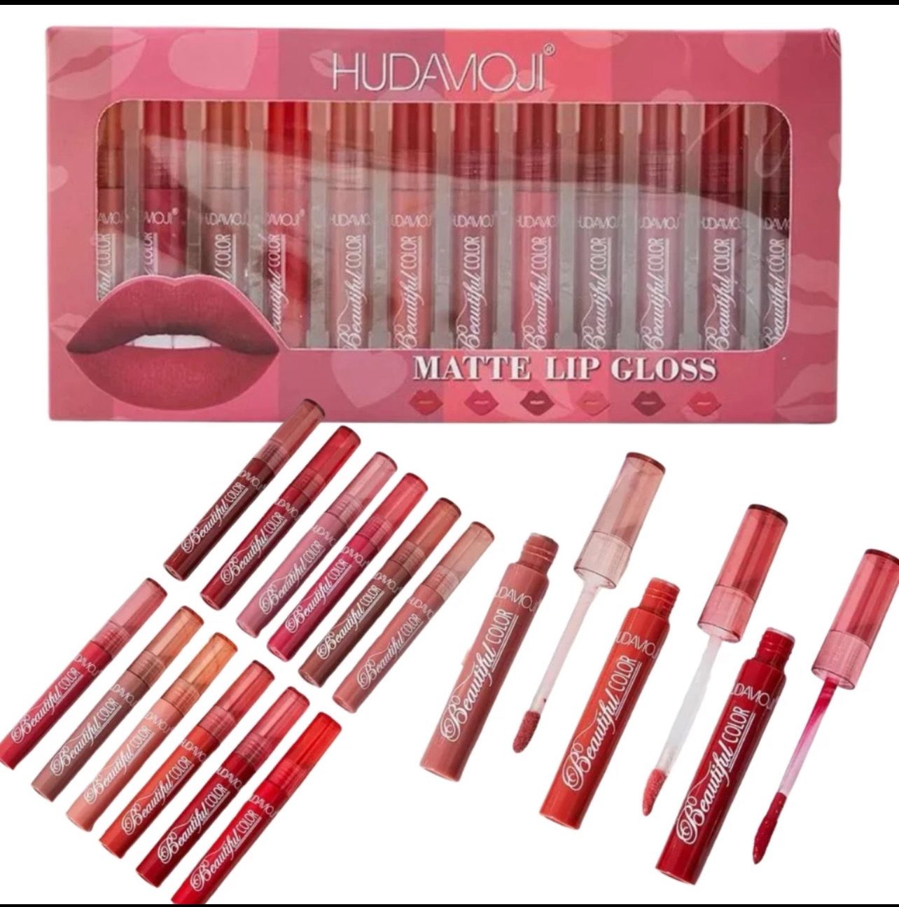 ￼Hudmoji Beautifull Color Matte 12pcs Lip Gloss 1set