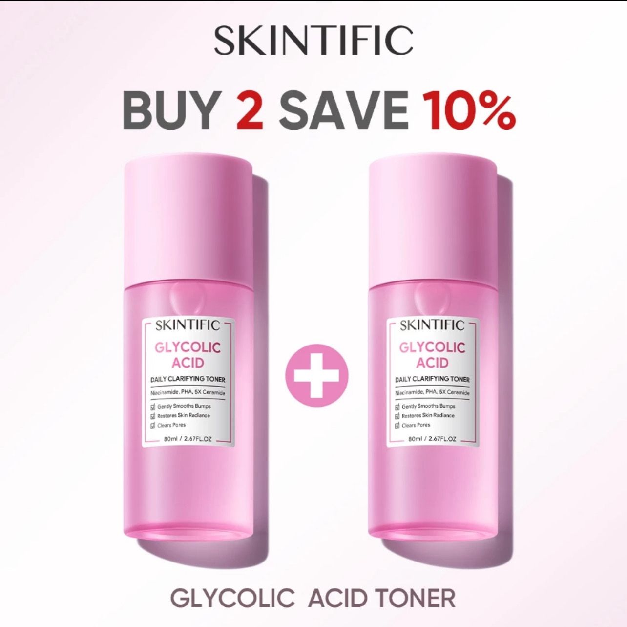 ￼SKINTIFIC Glycolic Acid Daily Clarifying Toner Daily Exfoliating Brighten Skin With Niacinamide (80ml) - (promo) 2pcs