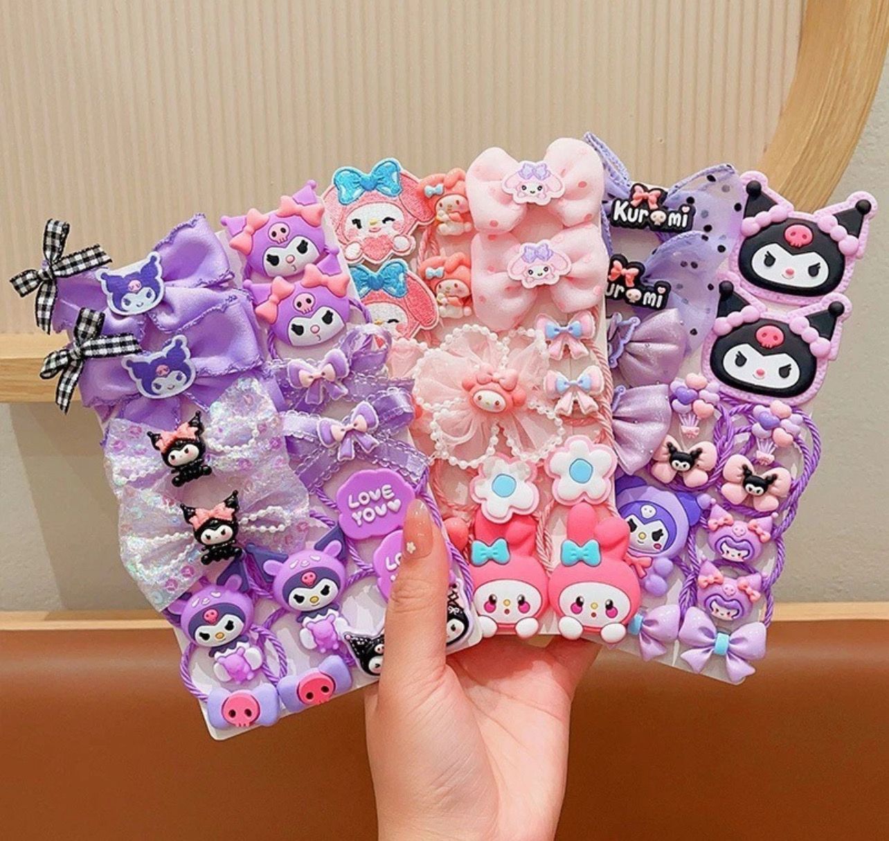 ￼18pcs/set Sanrio Kuromi Melody Cinnamoroll  Children&#39;s Rubber Band Girls Good Elasticity Rubber Band Baby Headband 1set 18pcs and 2set for $10.00