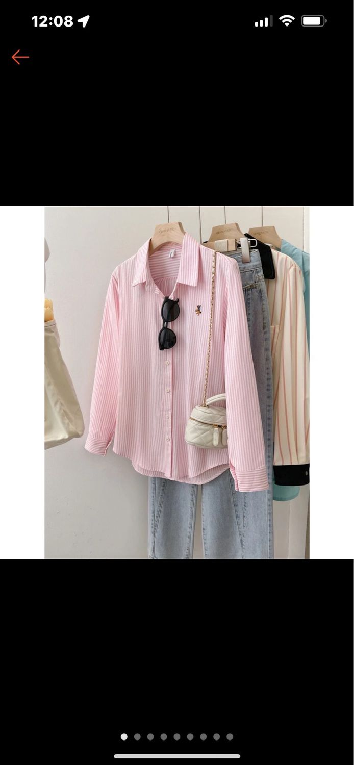 ￼Striped Korean Style Women Ladies Loose Long Sleeve Shirt Blouse Baju Baju Wanita Lengan Panjang New Ready Stock