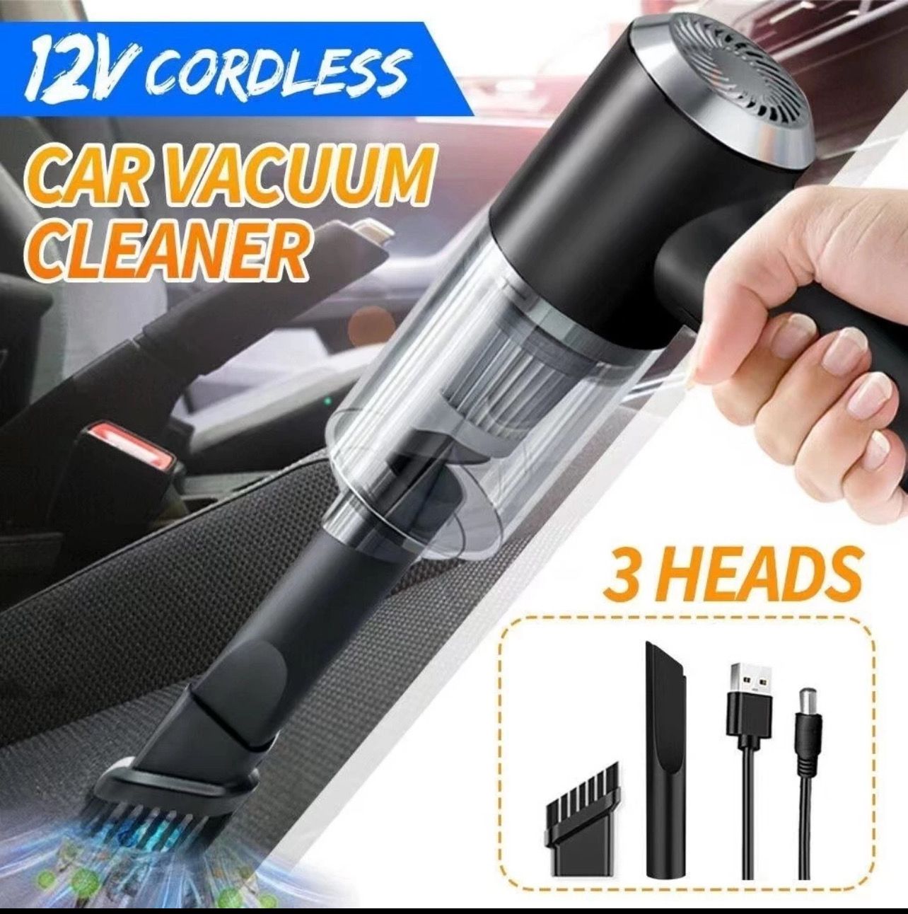 ￼RSS_ Wireless Car Vacuum Cordless Cleaner Mini Vacuum Kereta Rechargeable Mini Vacum Cleaner Portable Vakum 2set