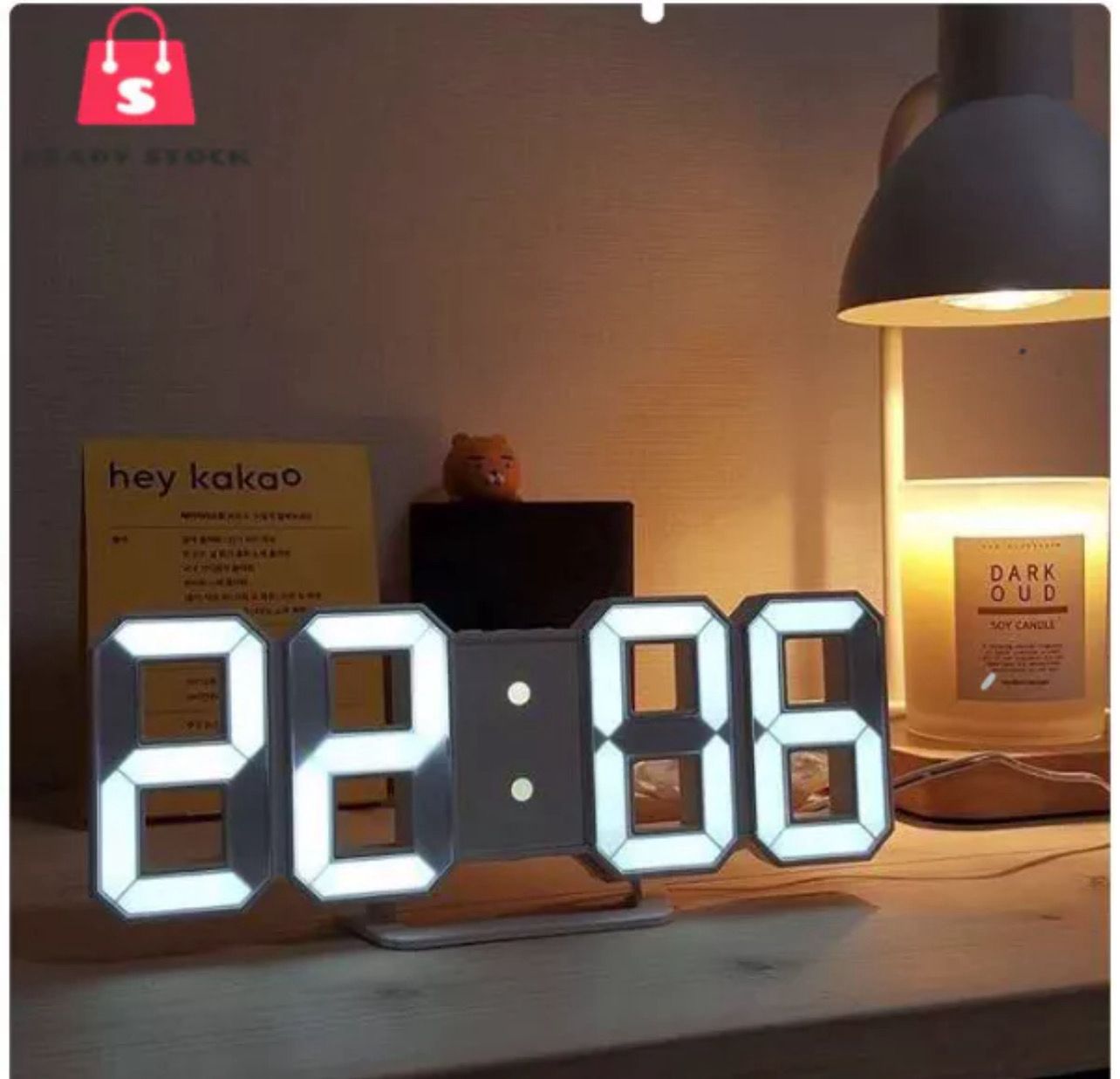 ￼RSS_3D LED Wall Clock Modern Digital Table Desktop Alarm Clock Nightlight