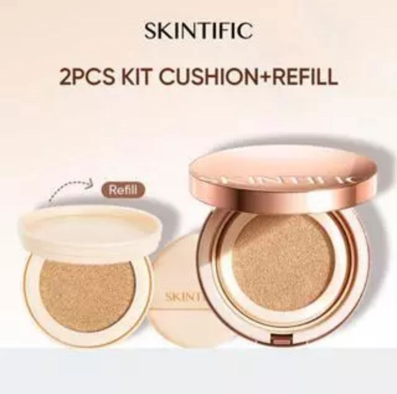 ￼[NEW SHADE]SKINTIFIC Cover All Perfect Cushion High Coverage Poreless Flawless Foundation Makeup 24H Long-lasting SPF35+ (Promo Meletup 🔥🔥 1 Full Cushion + 1 Refill ) for ivory only.🔥🔥