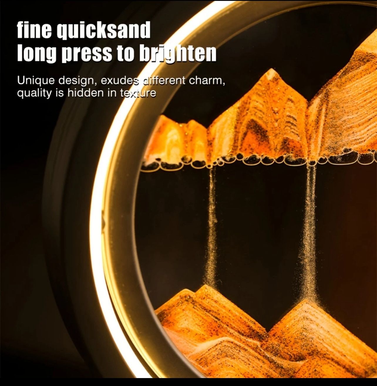 ￼Moving Sand Art Table Lamp Car Decorations USB Quicksand 3D Natural Landscape Flowing Sand Dimmable