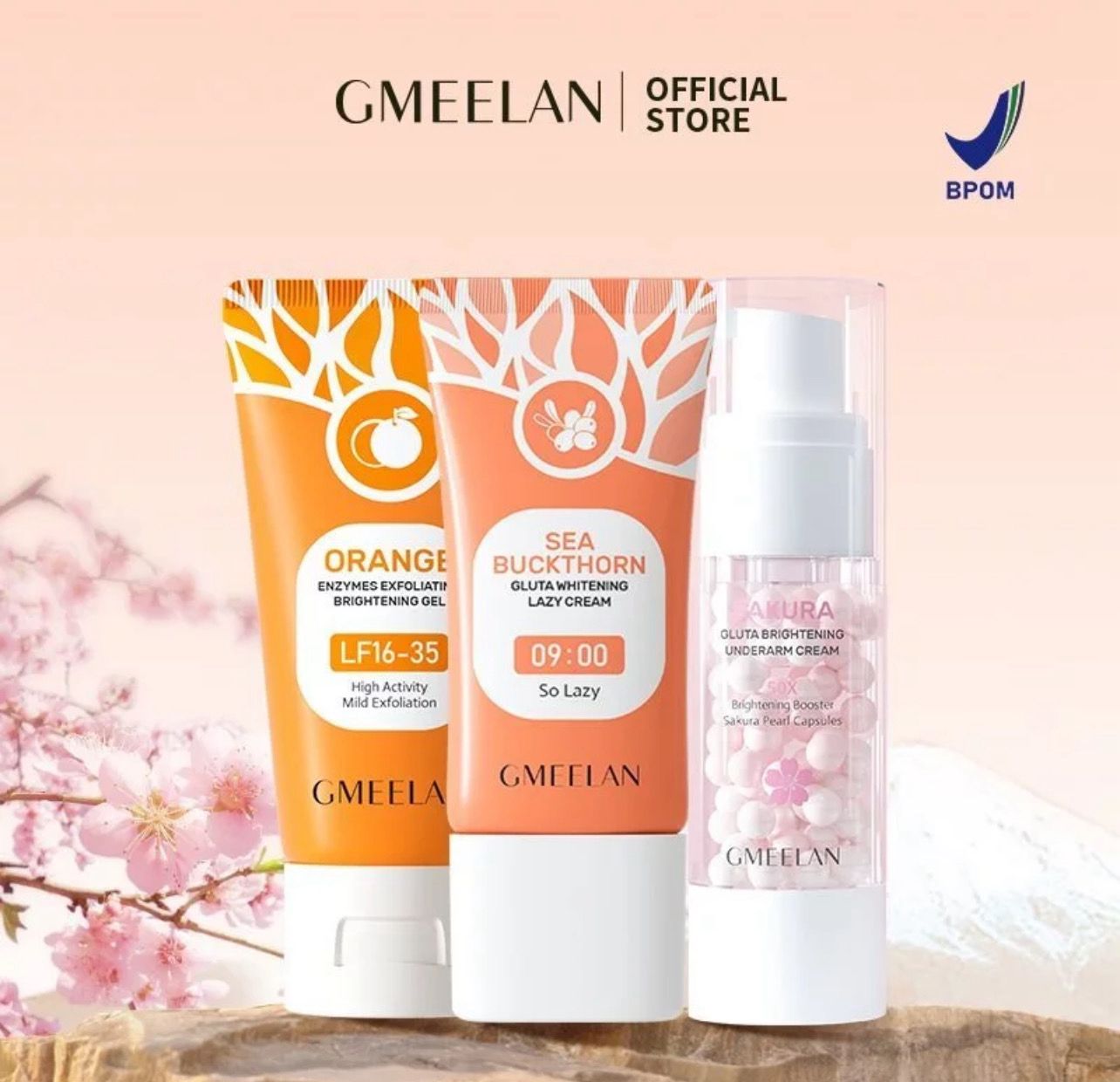￼GMEELAN 3PCS Set 1 Minute Exfoliating Gel 50G + Whitening Day Cream 30G + Whitening Essence Cream Under Armpits 30G 1set
