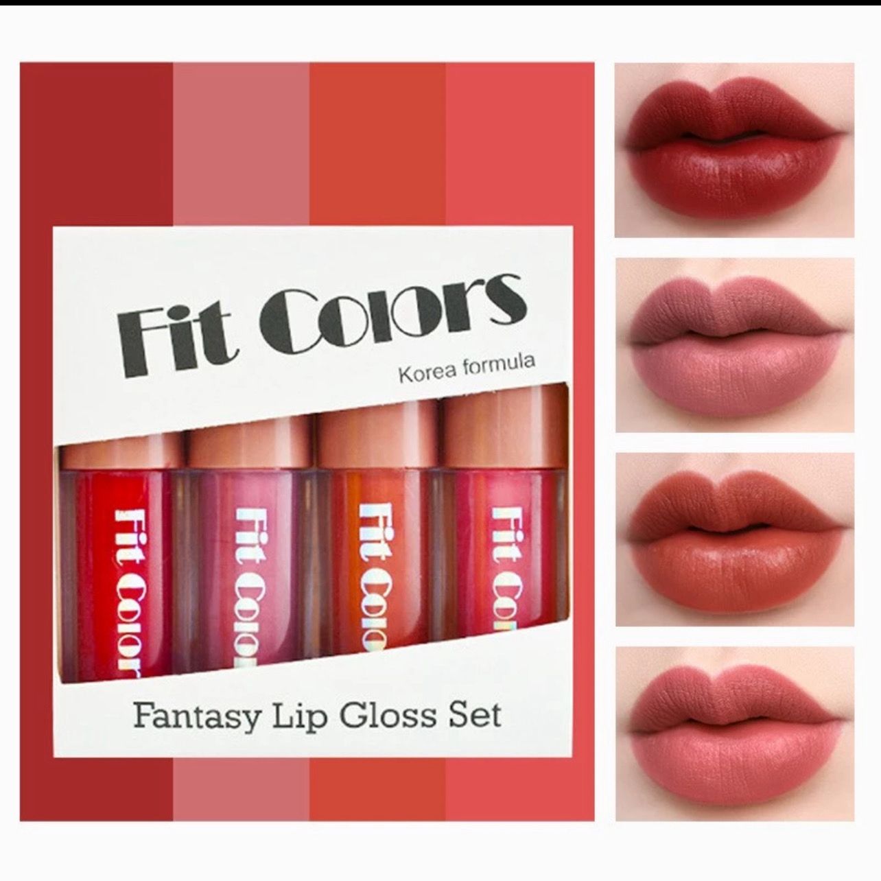 ￼Fit Colors 4-Piece Set Lip Gloss Set Velvet Non-Stick Cup Diamond Lip Non-Fade Lip Gloss Set 3set 12pcs