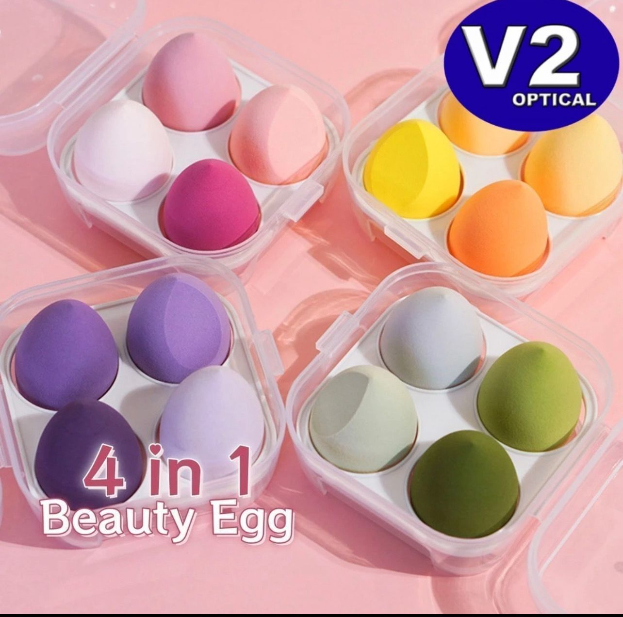 ￼4 In 1 Beauty Egg Makeup Foundation Sponge Cosmetic Dual Use Wet Dry Soft Face Powder Blender Puff Make Up Tools 4set 16pcs