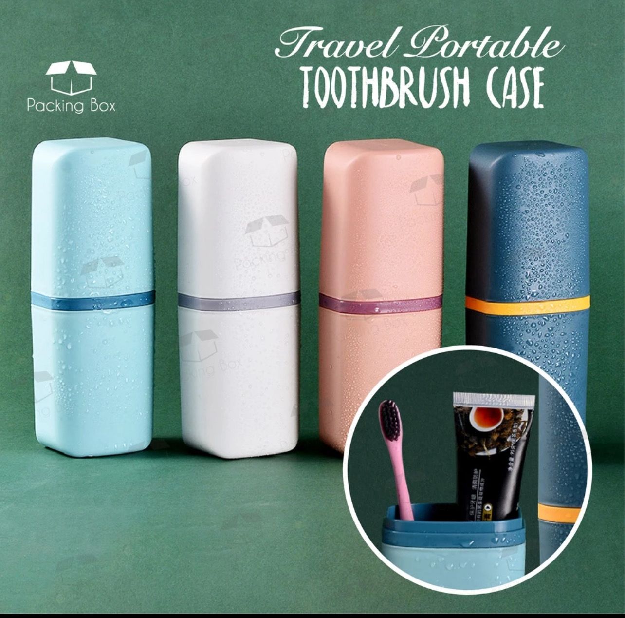 ￼PKB Realeos 2 in 1 Household Split Toothbrush Portable Dental Cask Rinse Cup Travel Kit Storage Toothpaste Holder 5pcs