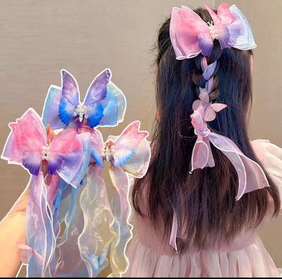 ￼Korean Bow Mesh Ribbon Hair Clip Children Girls Sweet Cute Hair Clip Hair Accessories 5pcs