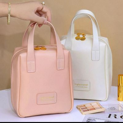 ￼GLORYSUNY Cosmetic Bag, Waterproof Multi-function Storage Bags, GIft PU Leather Large Capacity Storage Tool with Handle Women 2pcs