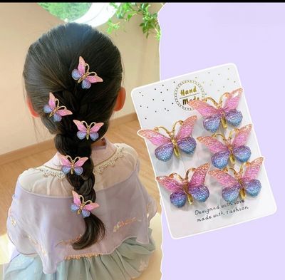 ￼5PCS Cute Sweet Stereoscopic Color Gradient Baby Hairpins Kids Hair Clips Children Headwear Princess Barrette Girls Accessories 4set
