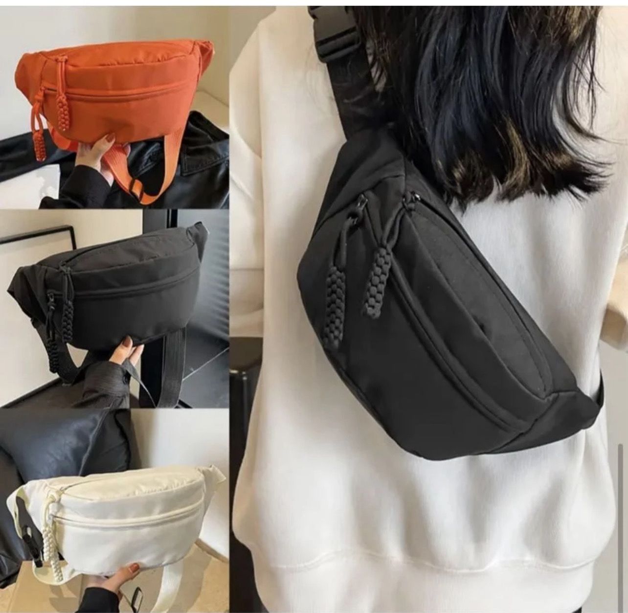 ￼Outfit Korean Fashion Nylon Messenger Bag New Original Style Casual Shoulder Bag Student Simple Popular Dumpling Bag 2pcs