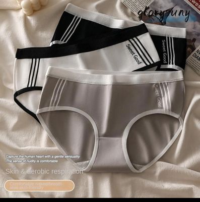 ￼GLORYSUNY Simple Cotton Underwear, Medium Waist Seamless Solid Color Mid-rise Panties,  Pure Cotton Underwear Breathable Sports Mid-waist Briefs Women 7pcs