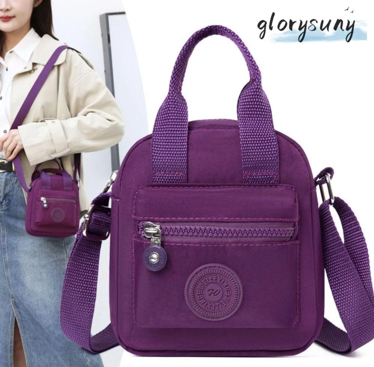 ￼GLORYSUNY Small Shoulder Bags, Nylon Casual Mobile Phone Bags, High-capacity Mini Female Messenger Purse CrossBody Bag Woman Handbags