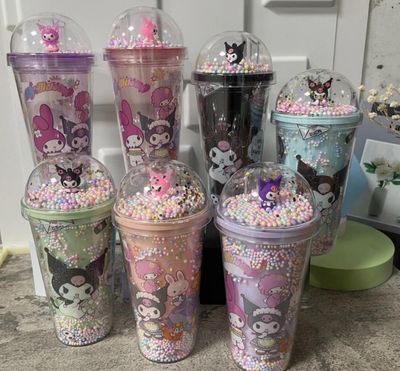 ￼450ml Sanrio Kuromi My Melody Cinnamoroll Pochacco Thermos Bottle Sippy Water Cup High Capacity Insulated Mug