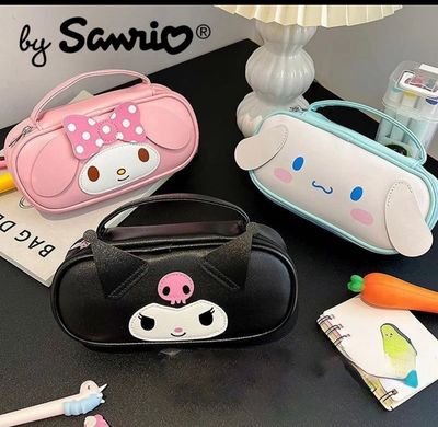 ￼Sanrio PU Pencil Case Large Capacity Kawaii HelloKitty Cinnamoroll Melody School Pencils Bag Pouch Pen Case Stationery Supplies