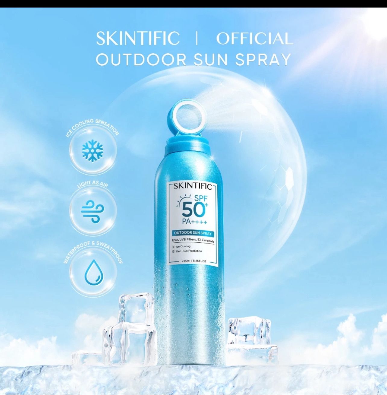 ￼[New Launch] SKINTIFIC Outdoor Sunscreen Spray SPF 50+ PA++++ 250ml