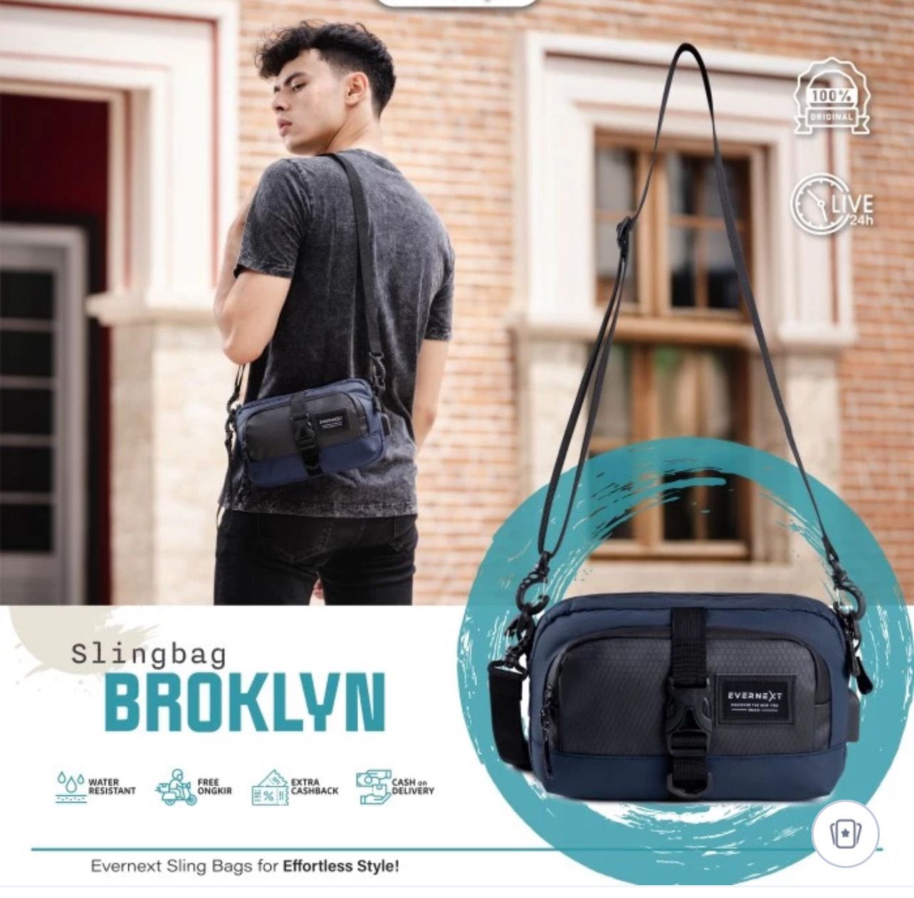 Tokopedia - Tas Selempang Pria Anti Air Sling Pouch Bag Broklyn 2.0 Waterproof