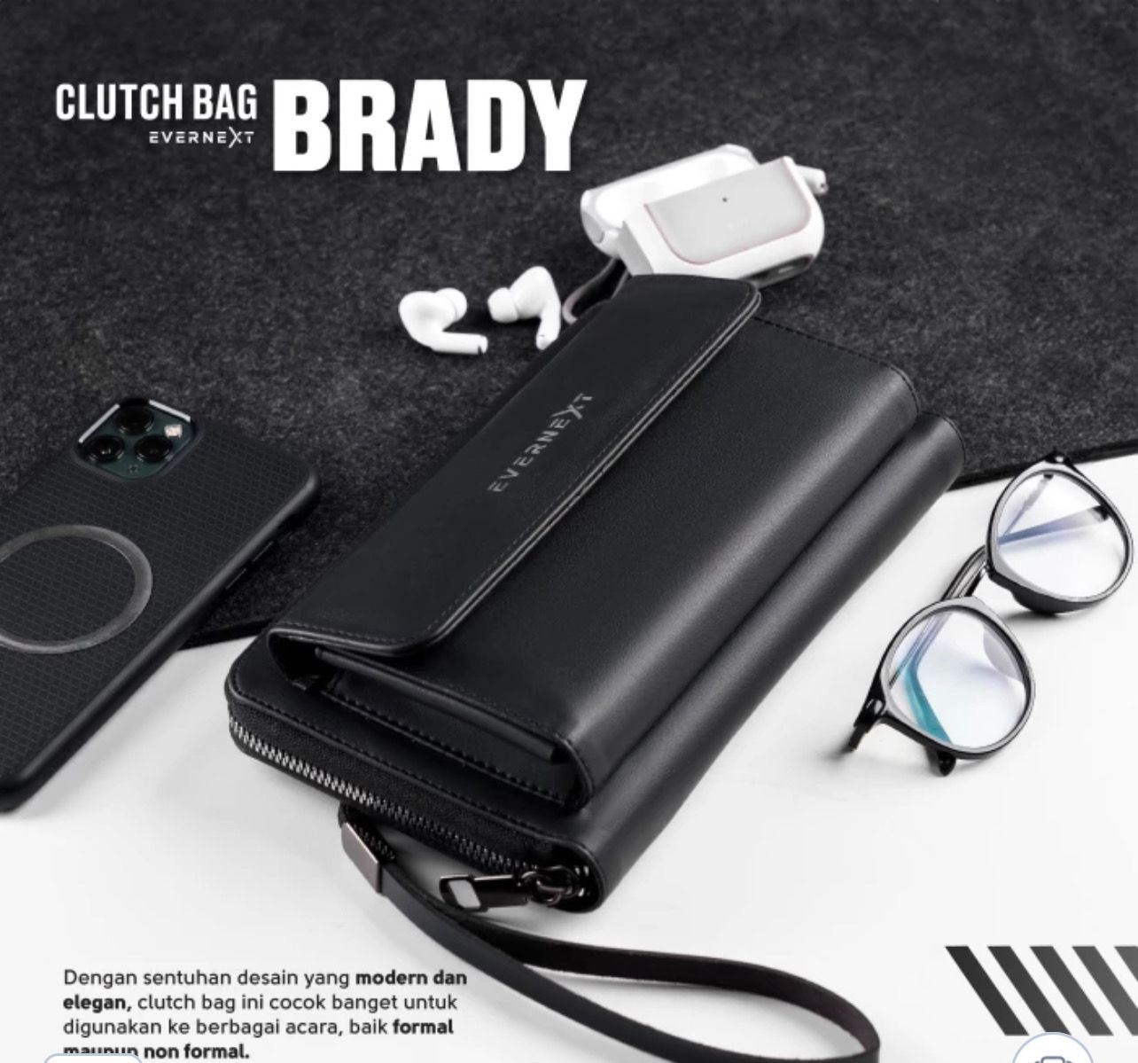 Tokopedia - Clutch Bag Kulit Pria Premium Anti Air Pouch Bag Brady Pria Waterprrof
