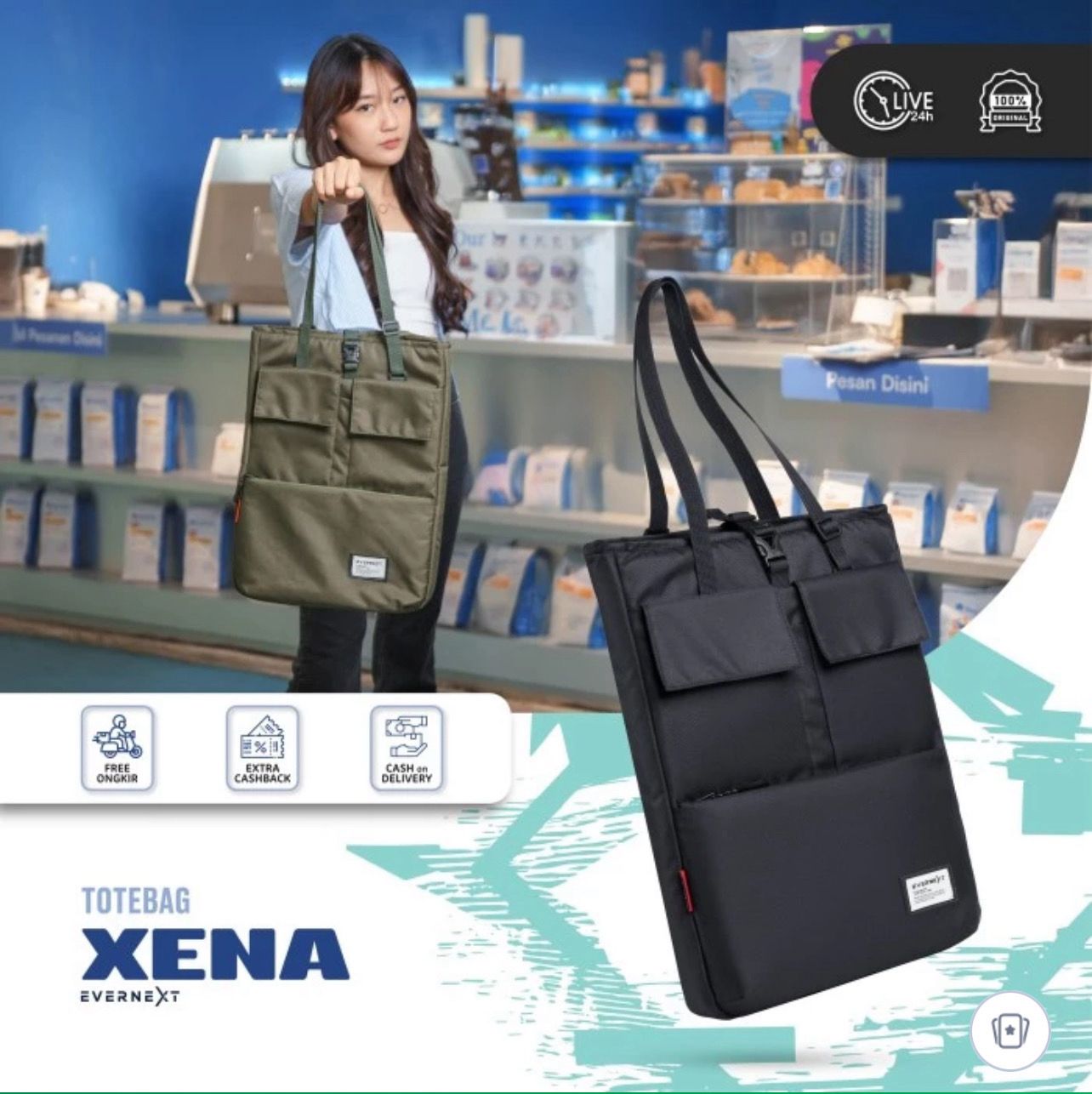 Tokopedia - Totte Bag Laptop Pria Wanita Tas Jinjing Laptop Totte Bag Xena