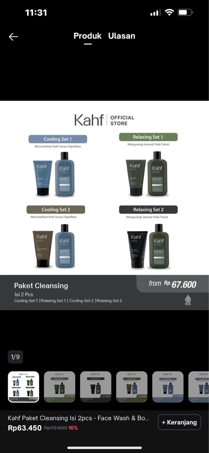 Tokopedia - Kahf Paket Cleansing Isi 2pcs - Face Wash &amp; Body Wash - Cooling Set 1