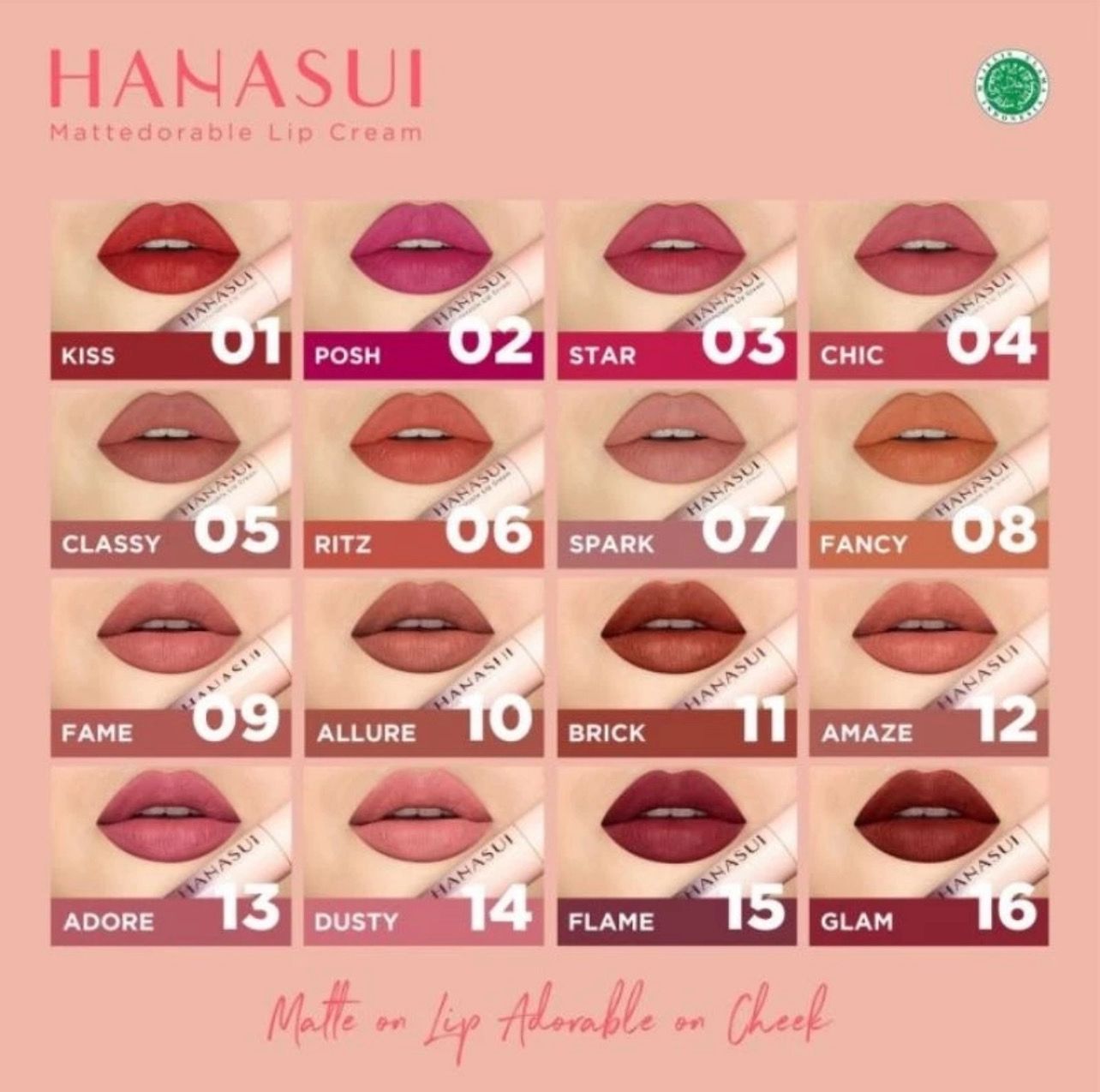 ￼Hanasui Mattedorable Lip Cream - LipCream (1pcs $10/2pcs $14/ 3pcs $18)ubah kuantiti jika beli dari 1 untuk menukar harga